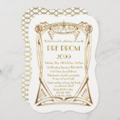 前にPromJunior、素晴らしいGatsbyの金ゴールド、白、ブラケット セーブザデート (正面/裏面)