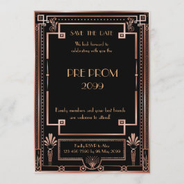 前にPromJunior、素晴らしいGatsbyの黒いピンクの金ゴールド セーブザデート