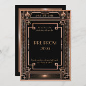 前にPromJunior、素晴らしいGatsbyの黒い金ゴールド セーブザデート (正面/裏面)