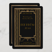 前にPromJunior、素晴らしいGatsbyの黒い金ゴールド セーブザデート (正面/裏面)