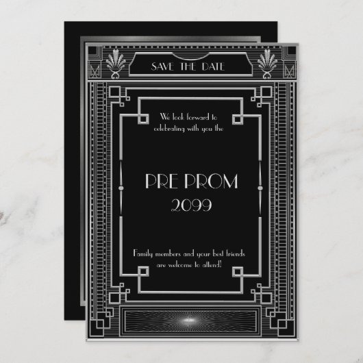 前にPromJunior、素晴らしいGatsbyの黒い銀 セーブザデート (正面/裏面)