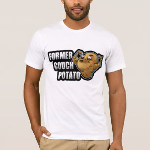 前のカウチ・ポテト族のエクササイズかフィットネスのデザイン Tシャツ