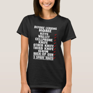 前のホーム離れ鍵財布携帯電話ナイフ Tシャツ