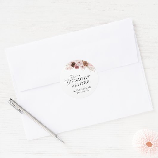 前のボヘミアンパンパほこりっぽいピンクの夜 ラウンドシール (封筒)