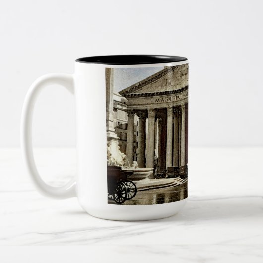 前のローマのパンテオン戦争の30年代の芸術の水彩画車 ツートーンマグカップ (左)