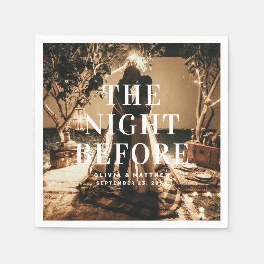 前の夜。エレガントミニマ結婚リスト スタンダードカクテルナプキン (正面)