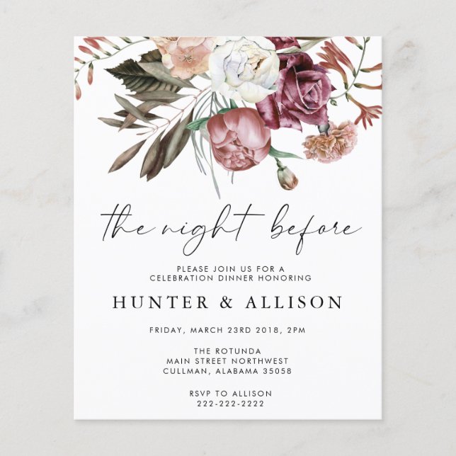 前の夜 |招待状 (正面)