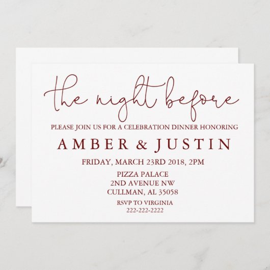 前の夜 | 招待状 | バーガンディ (正面/裏面)