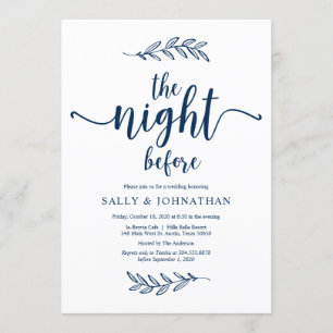 前の晩ネイビー·ブルー·リハーサル·ディナー 招待状