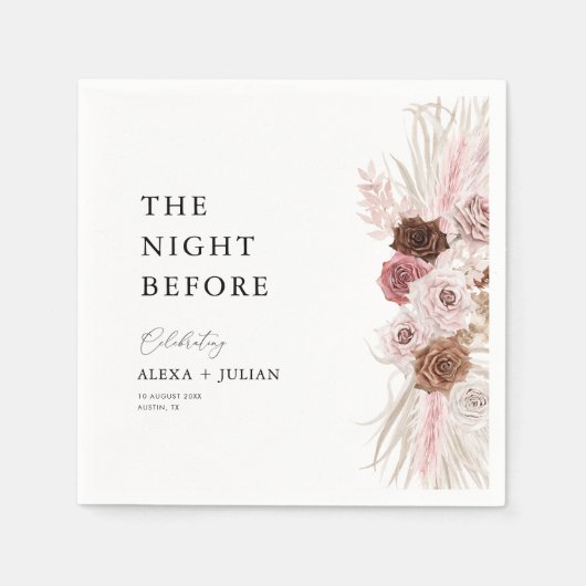 前の水色のススキほこりっぽいピンクの夜 スタンダードカクテルナプキン (正面)