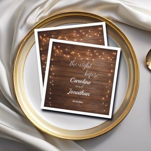 前の素朴夜に木の糸が光結婚る スタンダードカクテルナプキン