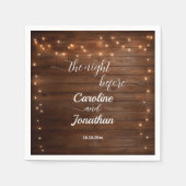 前の素朴夜に木の糸が光結婚る スタンダードカクテルナプキン (正面)