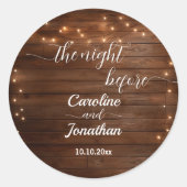 前の素朴夜に木の糸が光結婚る ラウンドシール (正面)