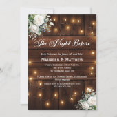 前の素朴夜に白いバラが灯る糸 招待状 (正面)