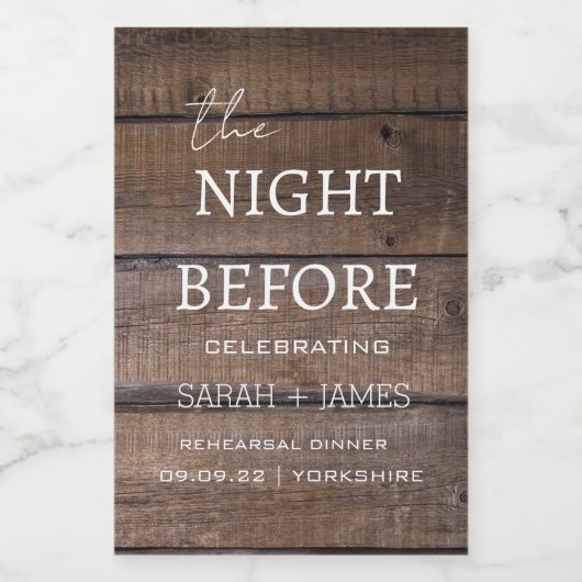 前の素朴夜の国リハーサルの夕食 ワインラベル (シングルラベル)