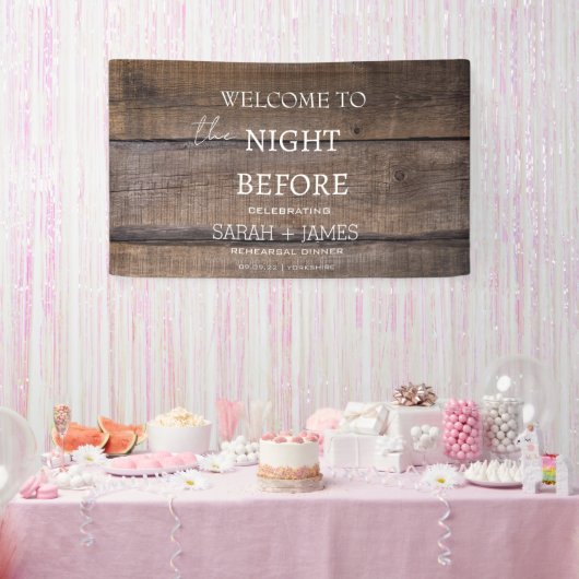 前の素朴夜の木のリハーサルディナー 横断幕 (パーティー)