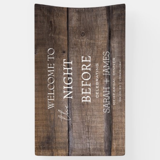前の素朴夜の木のリハーサルディナー 横断幕 (縦)