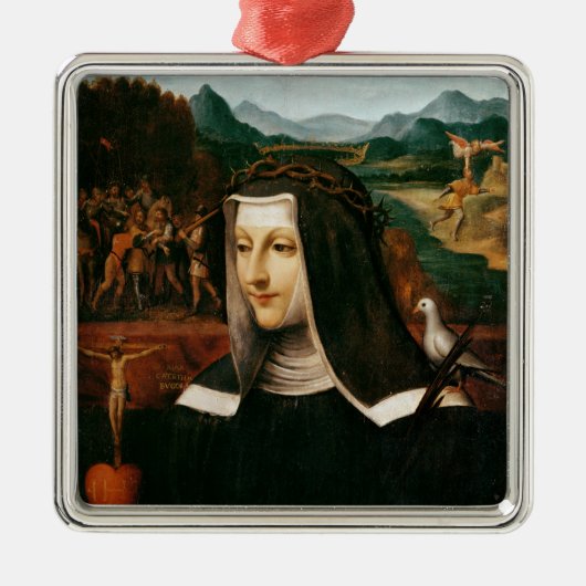 前のVotoはシエナのSt.キャサリンに捧げました メタルオーナメント (正面)