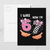 前は6歳、今は7歳の可愛い誕生日ナンバー ポストカード (正面/裏面)