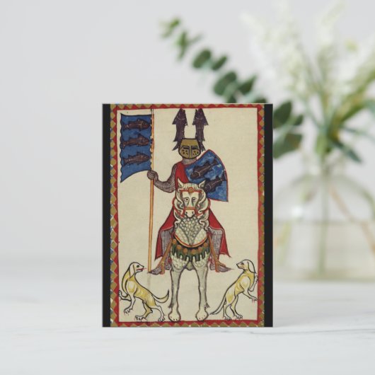 前を向いた中世の騎士 ポストカード (スタンド正面)