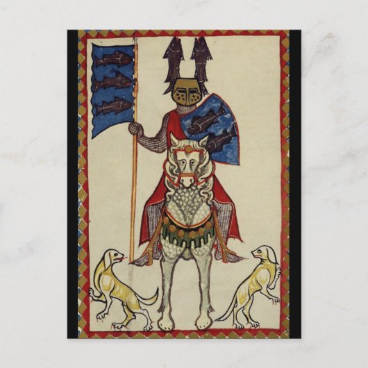 前を向いた中世の騎士 ポストカード (正面)