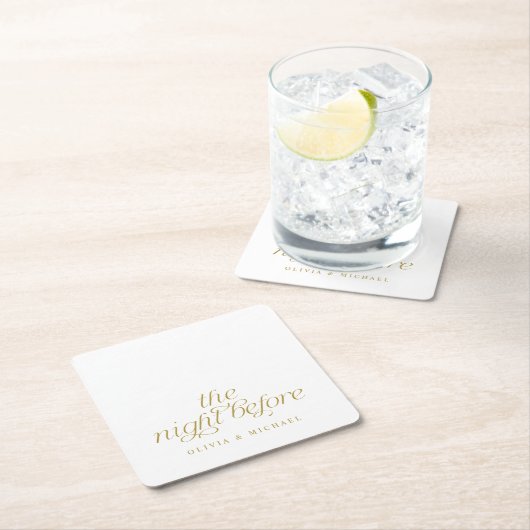 前エレガント夜のリハ結婚サルの金ゴールド スクエアペーパーコースター (インサイチュ)