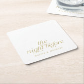 前エレガント夜のリハ結婚サルの金ゴールド スクエアペーパーコースター (アングル)