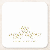 前エレガント夜のリハ結婚サルの金ゴールド スクエアペーパーコースター (正面)