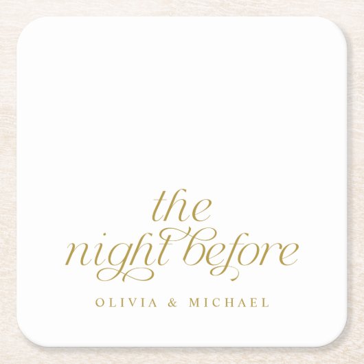 前エレガント夜のリハ結婚サルの金ゴールド スクエアペーパーコースター (正面)