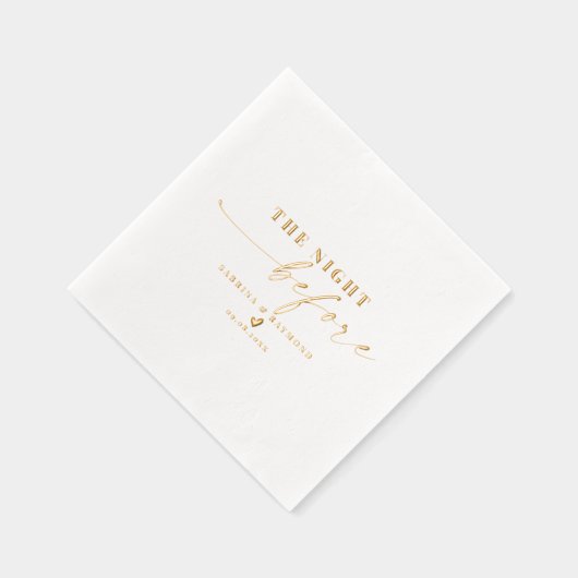 前エレガント夜の金ゴールドを結婚書く 箔ナプキン (右)