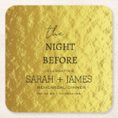 前エレガント夜の金ゴールドリハーサル スクエアペーパーコースター (正面)