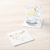 前エレガント夜の金ゴールド結婚 スクエアペーパーコースター (インサイチュ)