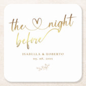 前エレガント夜の金ゴールド結婚 スクエアペーパーコースター (正面)