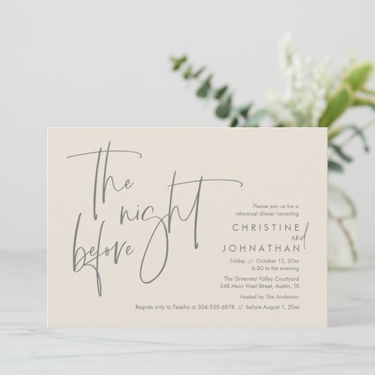 前カジュアル夜の結婚リハーサルディナー 招待状 (スタンド正面)