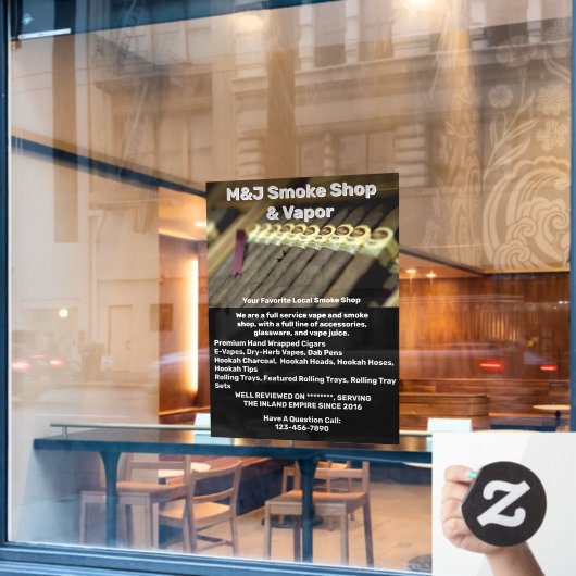 前カスタマイズ煙店広告 ウィンドウサイン (カフェ窓)