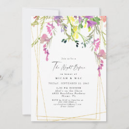 前カラフル夜の山花幾何学模様 招待状