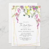 前カラフル夜の山花幾何学模様 招待状 (正面/裏面)