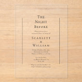 前シンプル伝統的結婚夜 アクリル招待状 (正面)