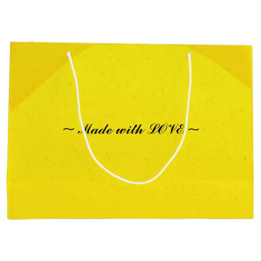 前パーソナライズされたと後の黄色の抱き枕 ラージペーパーバッグ (裏面)