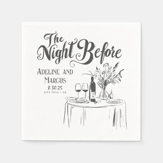 前ファンキー夜の手描きリハーサル スタンダードカクテルナプキン (正面)