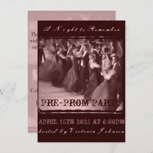 前プロムのパーティの招待状|の学校のダンスの前パーティー 招待状 (正面/裏面)