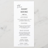 前ミニマルの夜の白黒結婚 メニュー (正面)