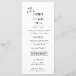 前ミニマルの夜の白黒結婚 メニュー