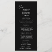 前ミニマルの夜の黒いディナー結婚 メニュー (正面)