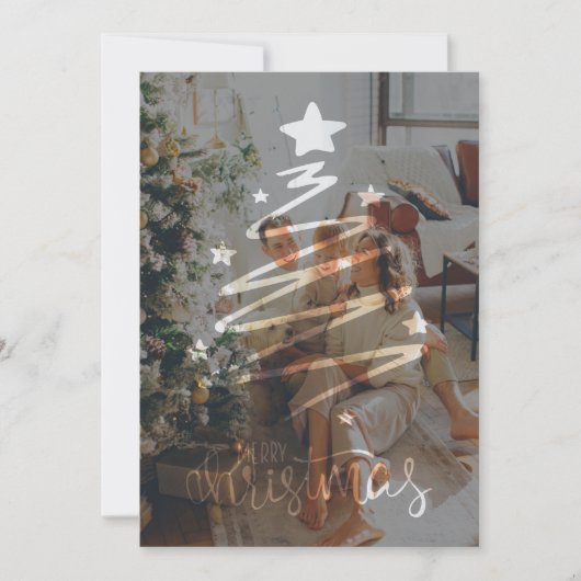 前ミニマルモダンと後の写真のクリスマスカード シーズンカード (正面)