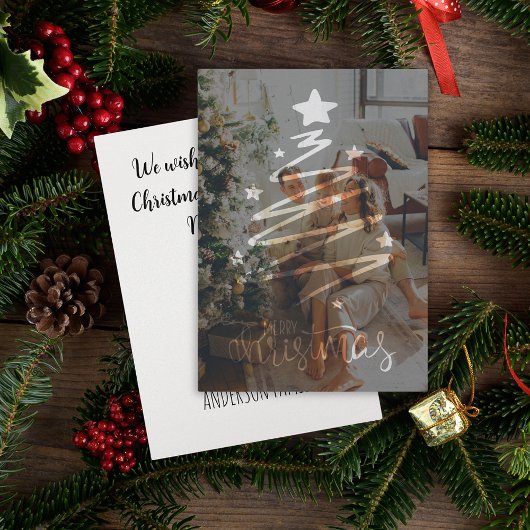 前ミニマルモダンと後の写真のクリスマスカード シーズンカード