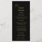 前ミニマル夜の黒い金ゴールド結婚 メニュー (正面)