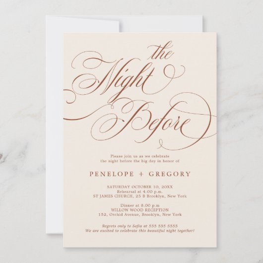 前モダン夜の書道テラコッタ 招待状 (正面)