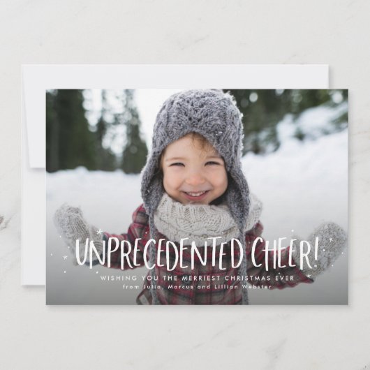 前例のない応援おもしろいワンフォトクリスマス シーズンカード (正面)