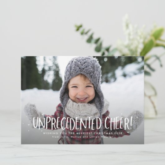 前例のない応援おもしろいワンフォトクリスマス シーズンカード (スタンド正面)